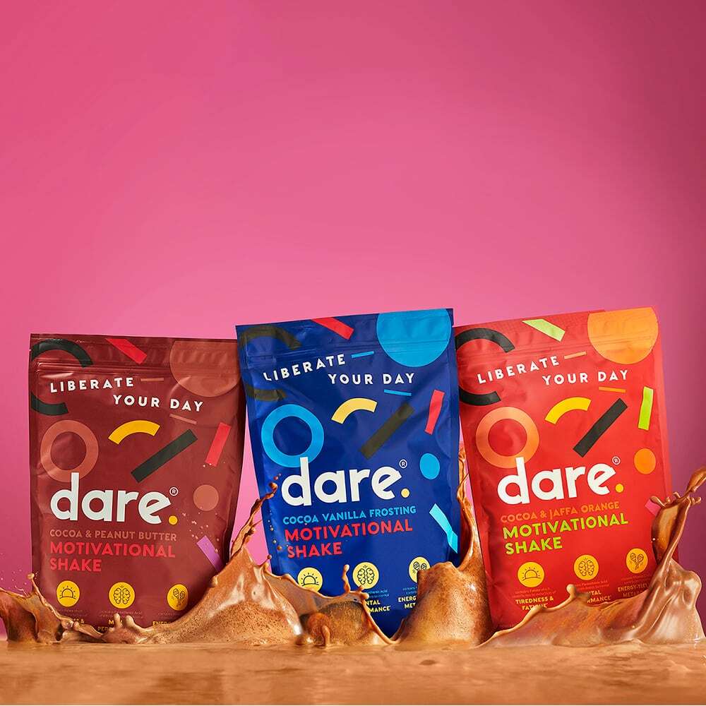 Dare Motivational Shakes - Currently offering 20% off with Code on Site. FREE Delivery Options Available. - Price shown for 15 Servings with Discounts.