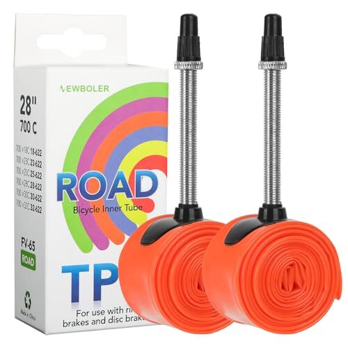 Amazon Nacaio Ultralight 30g 700C Bike Inner Tube TPU | Road Bicycle Tire 28’’ Compatible with 700x18/23/25/28/30/32C Presta Type Valves 45/65/85mm Orange 2Pcs