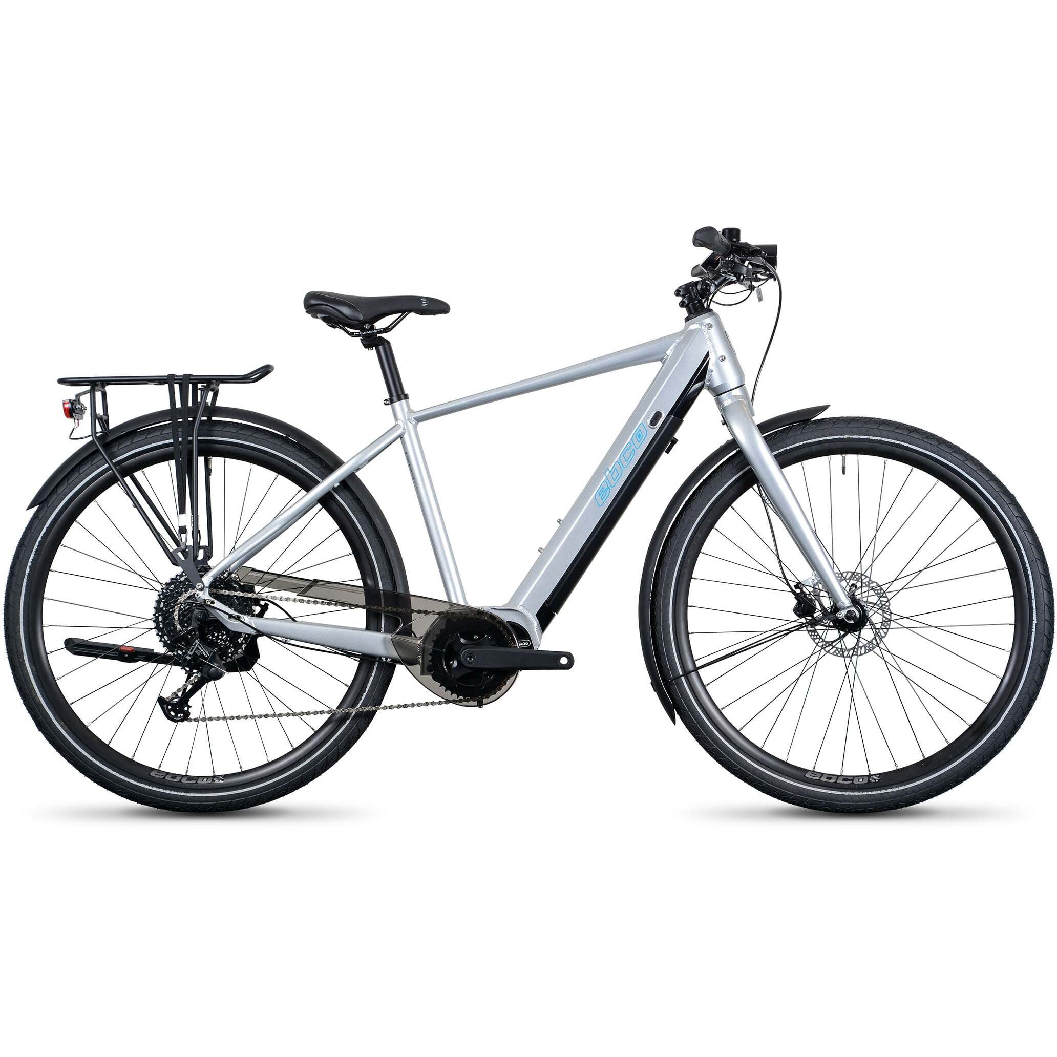The Electric Bike Shop <b>Ebco Urban 3R Electric Bike</b> Crossbar Frame In Arctic Silver in various sizes,