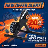 NEW OFFER ALERT!  Valid end 26th October  <b>NOW 20% off Wahoo KICKR CORE 2 with Zwift Cog and Click</b> | Discount only applies in Cart, activated by this Link only.