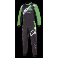 <b>Alpinestars KMX-9 V2 Graphic Suit</b> Black/green/white | Certified to CIK FIA homologation standards, features aggressive design and vibrant colours for intermediate level racers.