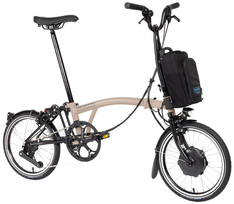 The Electric Bike Shop Brompton Electric C Line Explore 12 Speed Electric Folding Bike In Dune Sand Mid Bar Dune Sand
