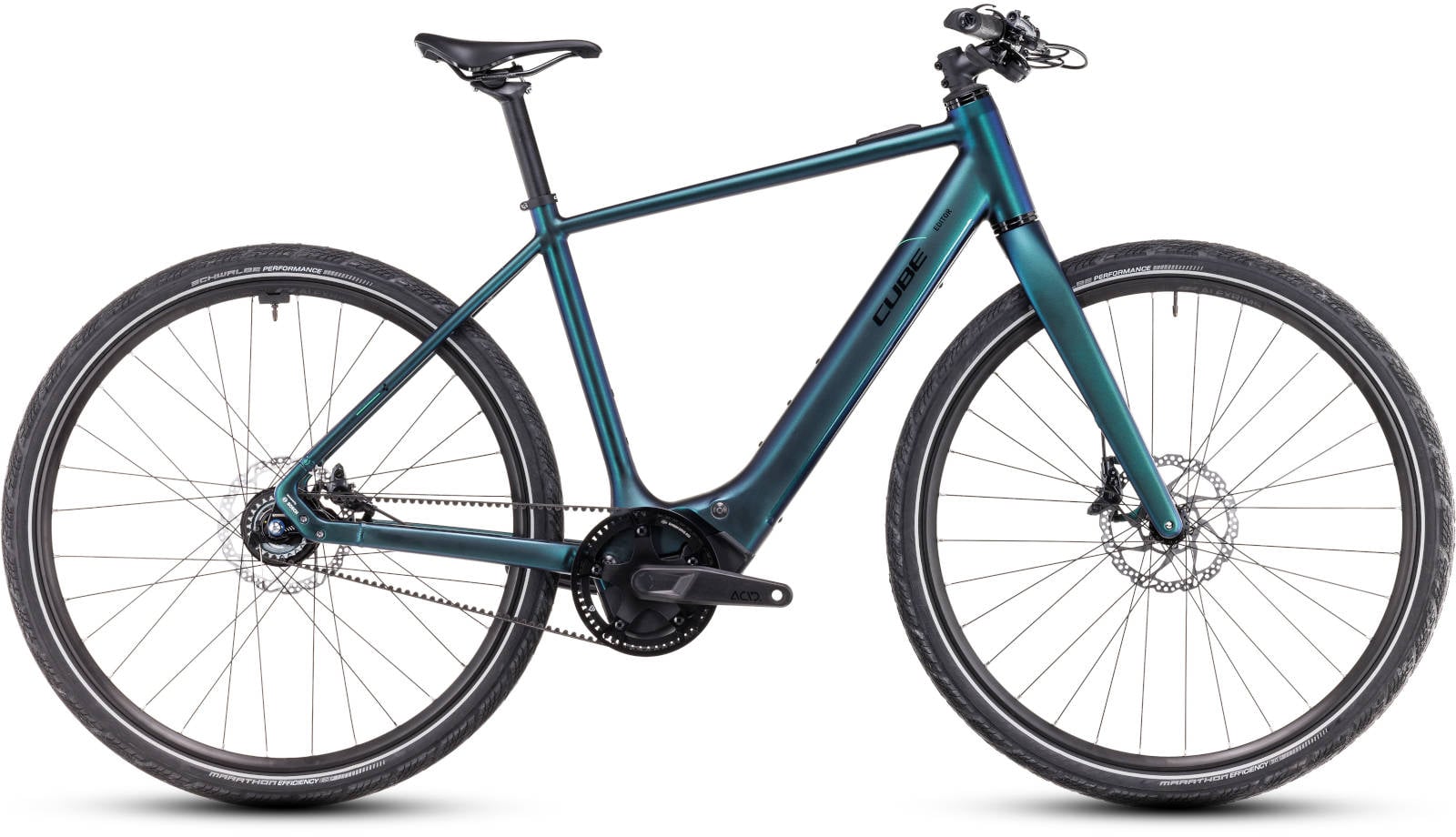 The Electric Bike Shop Cube Editor Hybrid SLT 400X 400Wh Performance SX Electric Bike With Belt Drive & Hub Gears In Goblin Green & Glossy X-Large 62cm Goblin 'n' Glossy