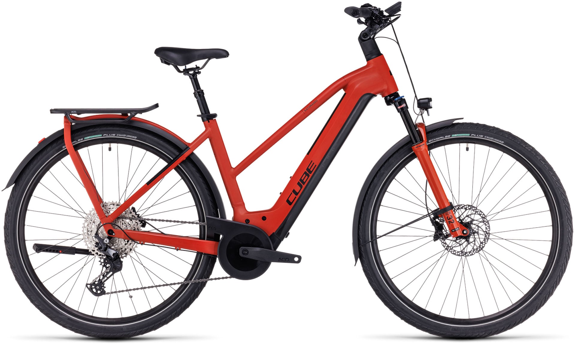 The Electric Bike Shop Cube Kathmandu Hybrid EXC 750 Electric Bike in Red & Black Small 50cm Frame Trapeze Small 50cm. Red & Black