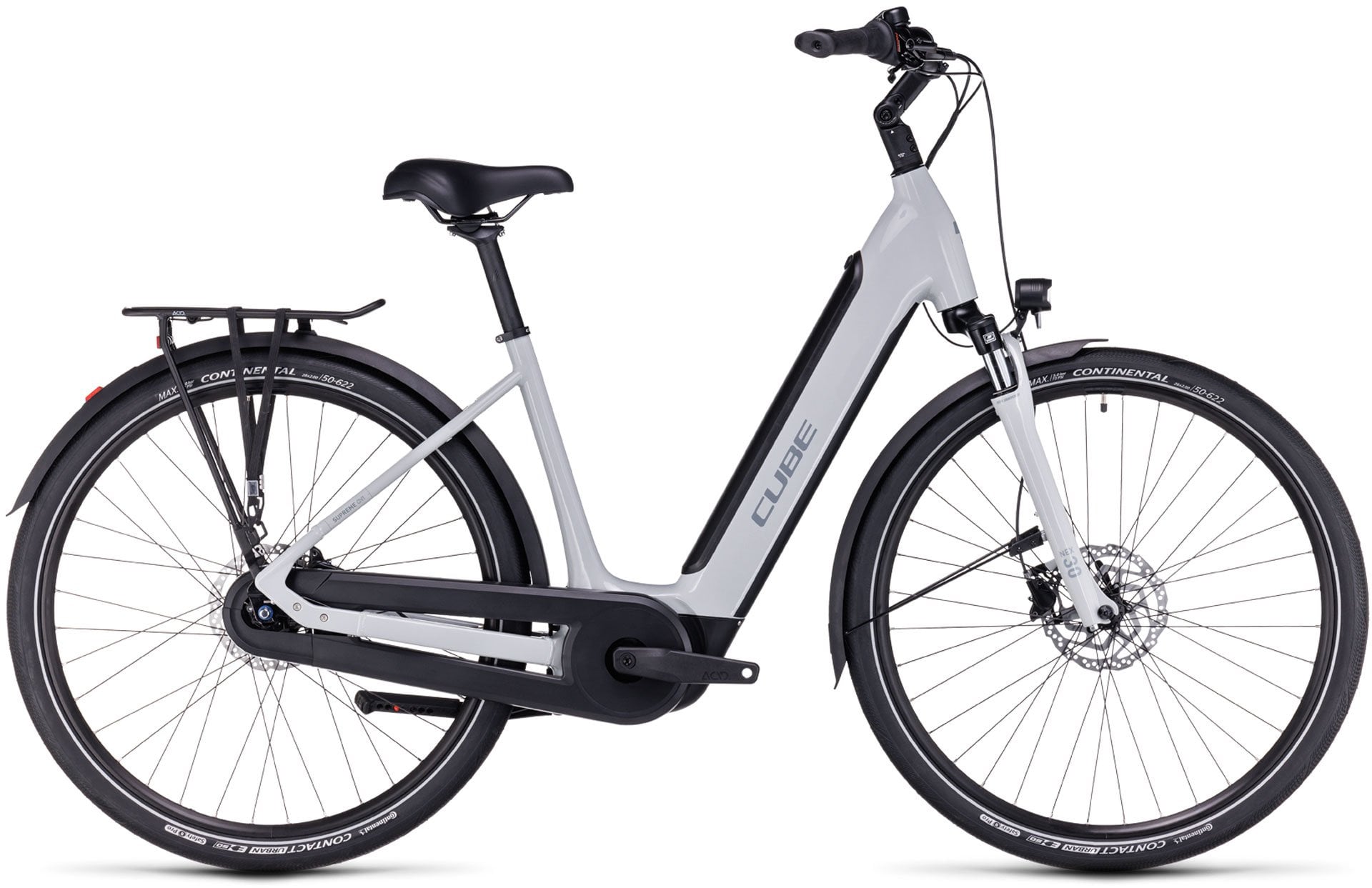 The Electric Bike Shop Cube Supreme Hybrid One 500 Electric Bike With Hub Gears in Pale Grey Easy Entry X-Small 46cm. Pale Grey