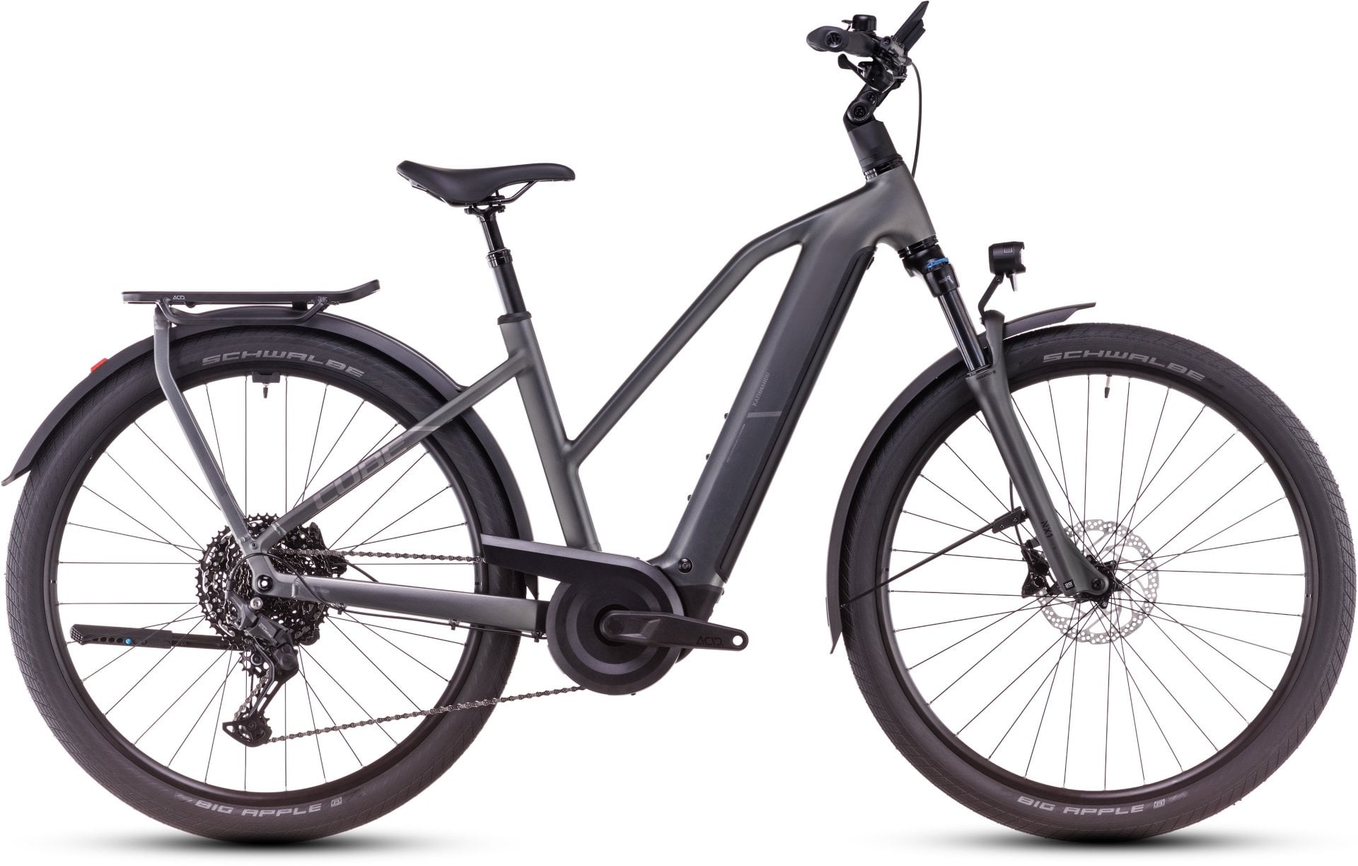 The Electric Bike Shop Cube Kathmandu Hybrid Pro 800 Electric Bike In Slab Grey & Chrome Trapeze Small 50cm Slab Grey & Chrome