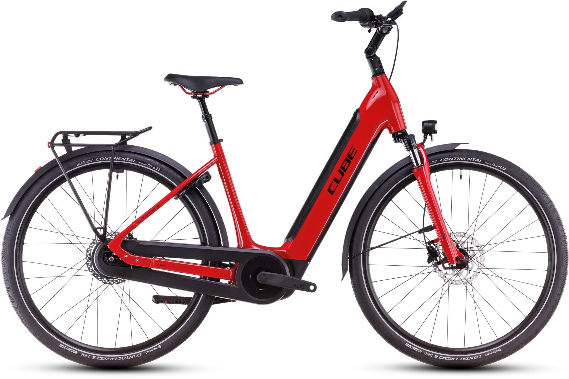 The Electric Bike Shop Cube Supreme Hybrid Comfort Pro 500 Or 625 Electric Bike With Enviolo City V2 Hub Gears In Grey & Lunar Or Fire Red & Black 500Wh Easy Entry X-Small 46cm Fire Red & Black