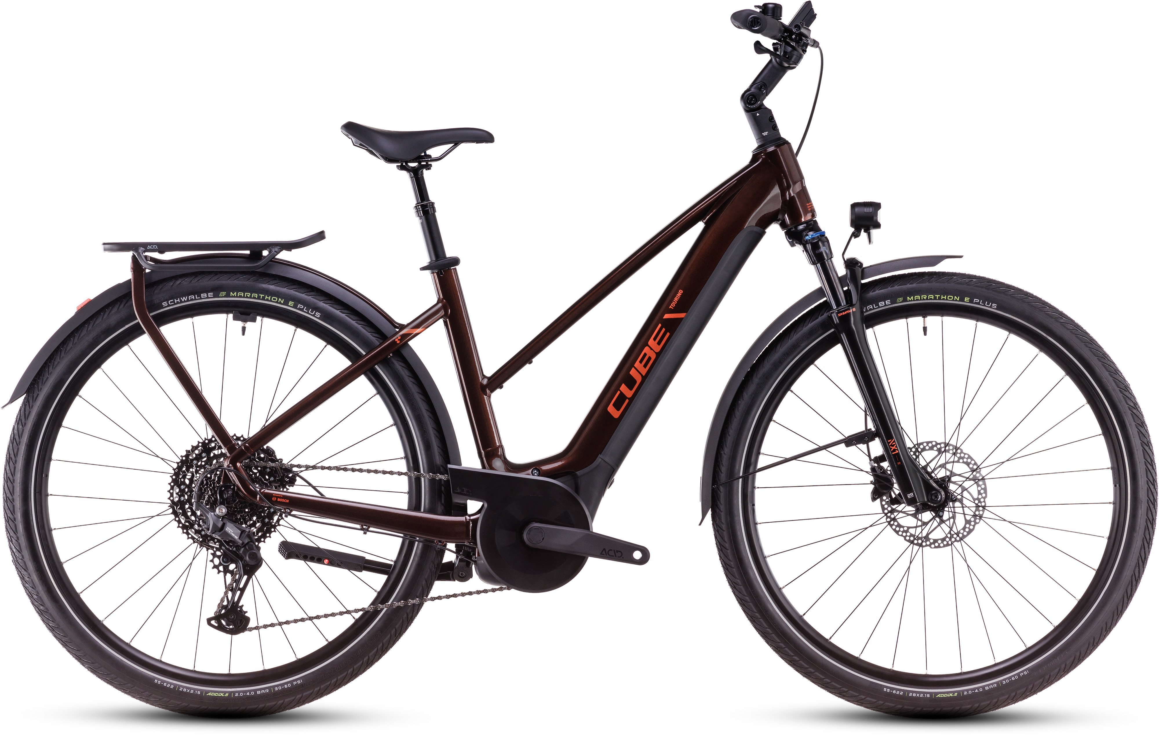 The Electric Bike Shop Cube Touring Hybrid Pro 625 Electric Bike In Metallic Grey Or Cinnamon & Orange Trapeze X-Small 46cm Cinnamon & Orange