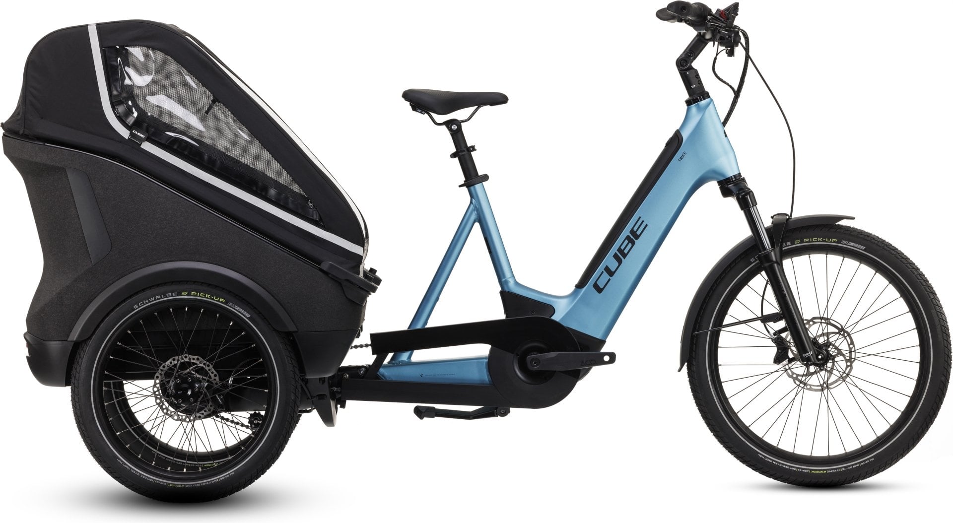 The Electric Bike Shop Cube 2026 Trike Family Hybrid 1500 Electric Cargo Bike In Swamp Grey, Blue & Reflex, Flash White For Riders 5'2