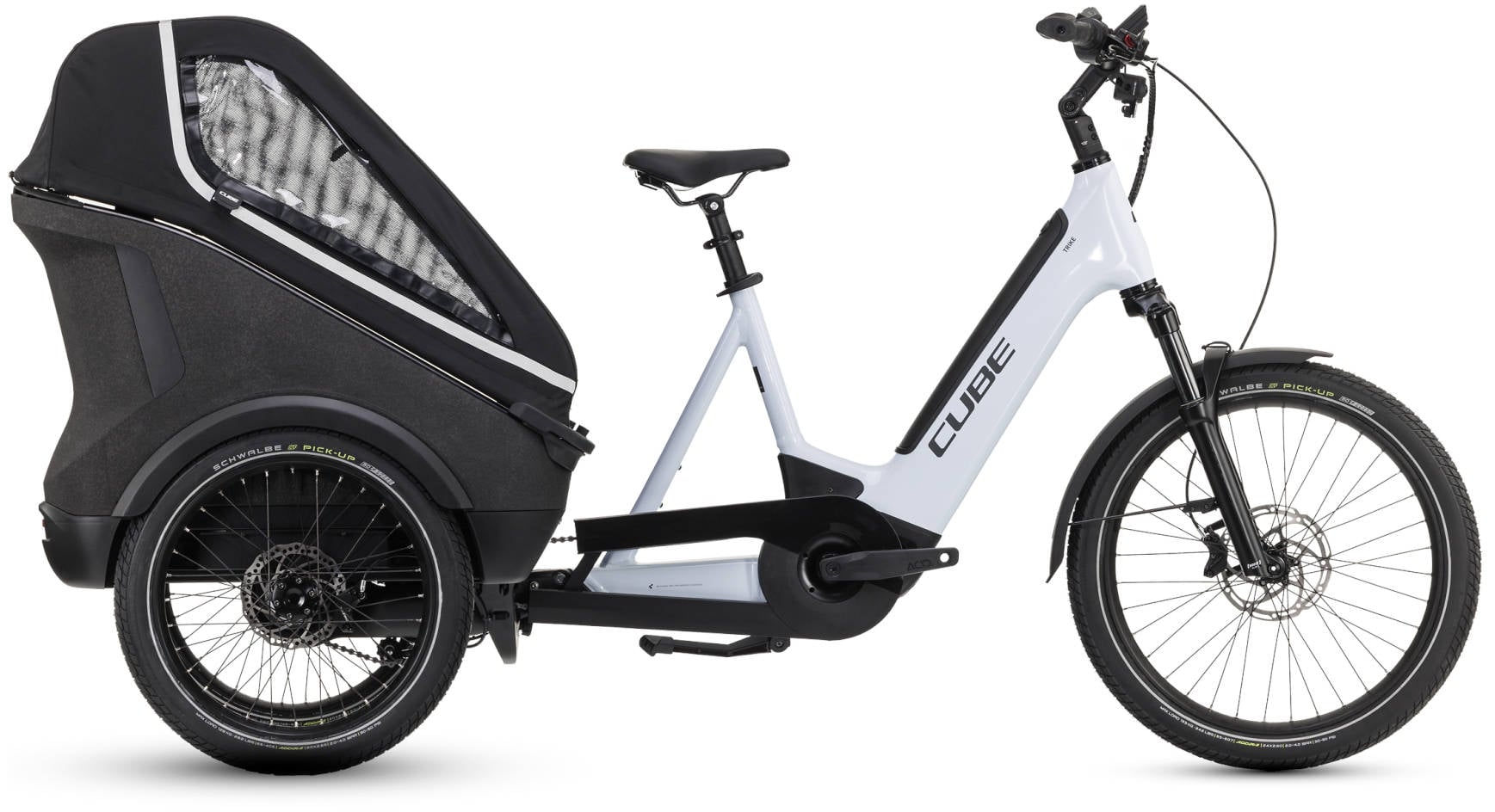 The Electric Bike Shop Cube 2026 Trike Family Hybrid 1500 Electric Cargo Bike In Swamp Grey, Blue & Reflex, Flash White For Riders 5'2