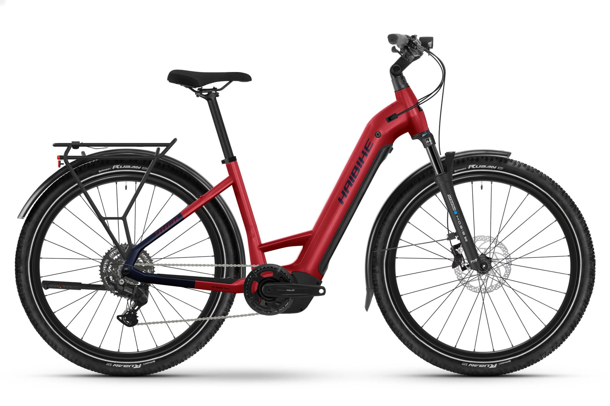 The Electric Bike Shop Haibike 2025 Trekking 7 Low Electric Bike In Fruity Red & Blue Gloss Small 40cm Fruity Red & Blue Gloss