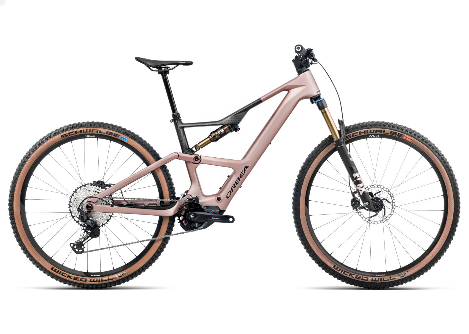 The Electric Bike Shop Orbea 2025 Rise SL M10 630W Electric Full Suspension Mountain Bike In Tanzanite, Cosmic Or Desert Rose Medium 46.5cm Desert Rose