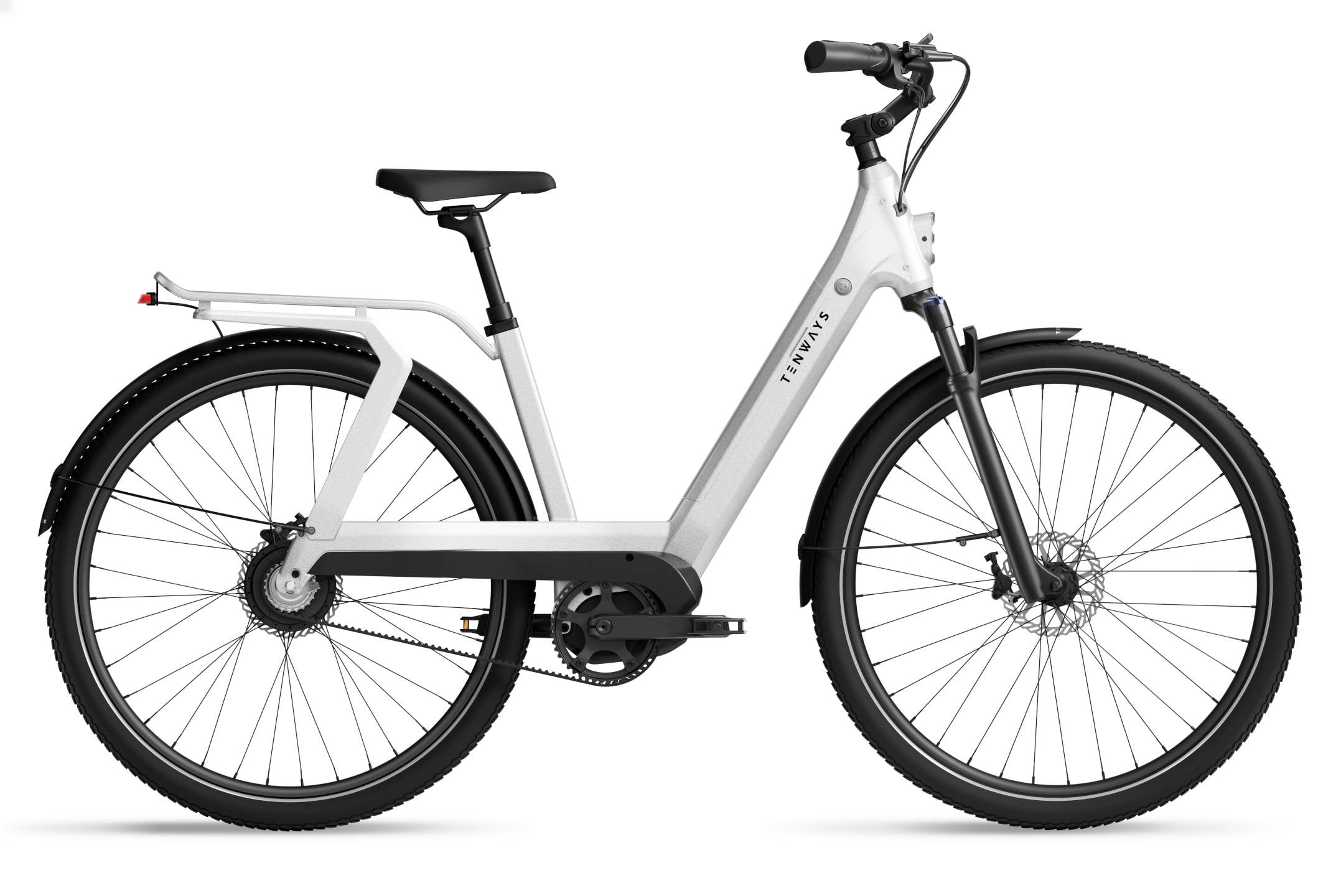 The Electric Bike Shop Tenways 2025 AGO T Electric Bike With Belt Drive & Enviolo Stepless Shifting Hub In Pearl White, Midnight Black, or Jungle Green Medium 48cm For Riders 165cm-195cm Pearl White