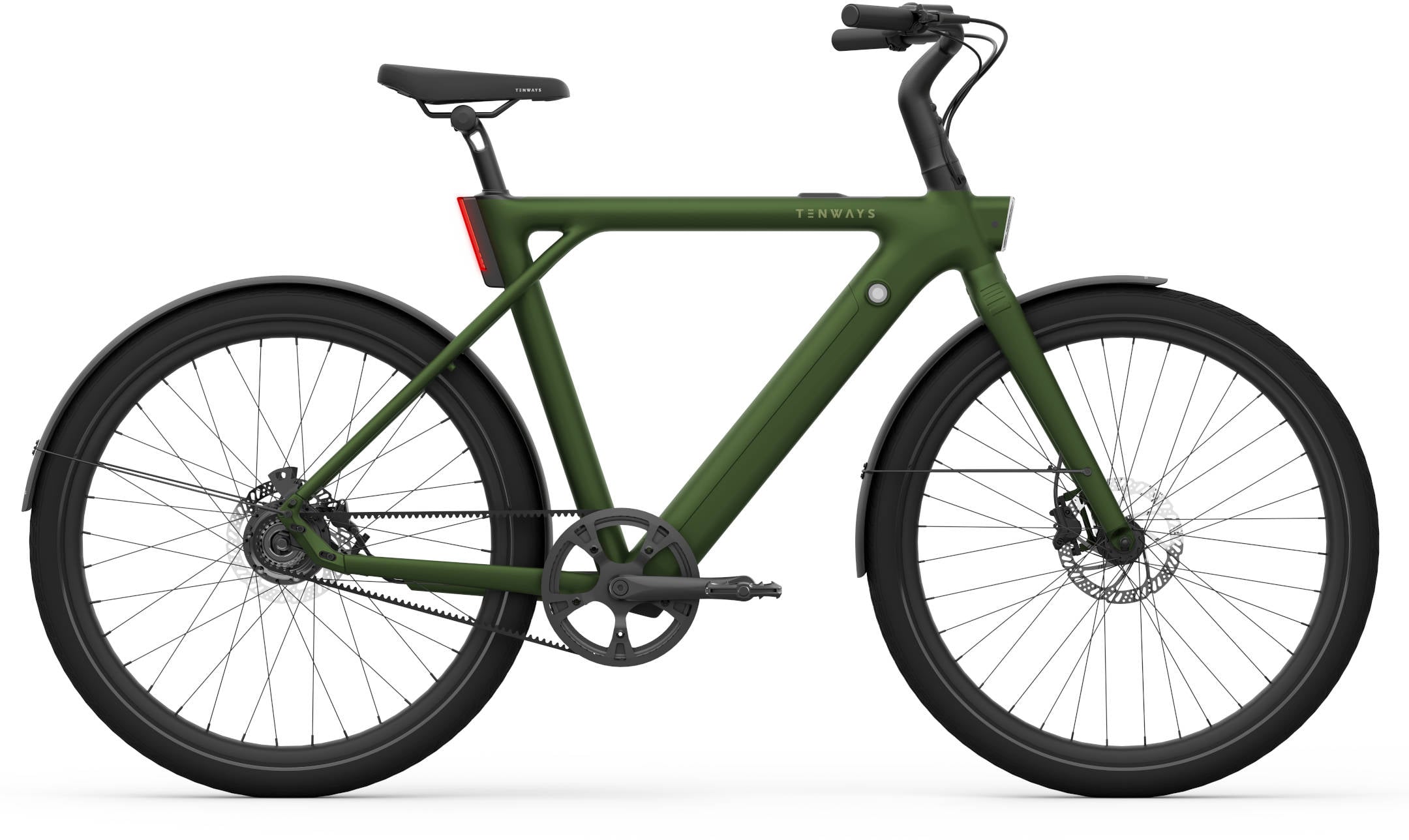 The Electric Bike Shop Tenways 2025 CGO009 Electric Bike With Belt Drive In Midnight Black, Ice Blue Or Olive Green 57cm For Riders 172cm-195cm Olive Green