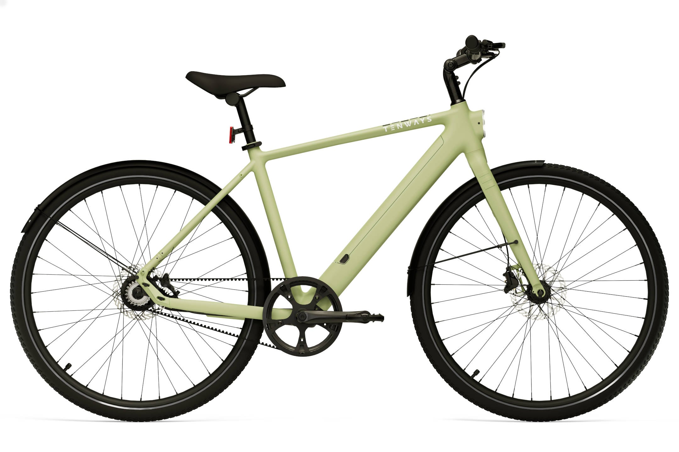 The Electric Bike Shop Tenways 2025 CGO600 Pro Electric Bike With Belt Drive In Pebble Grey, Sky Blue, Midnight Black, Avocado Green, Or Ltd Edition Mint Crossbar Medium 50cm. Avocado Green.