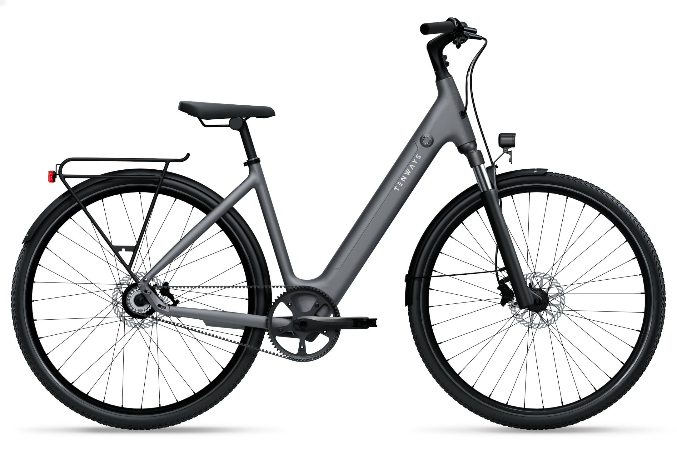 The Electric Bike Shop Tenways 2025 CGO800S Electric Bike With Belt Drive In Pebble Grey, Sky Blue or Midnight Black, 48cm For Riders 155cm - 190cm Pebble Grey