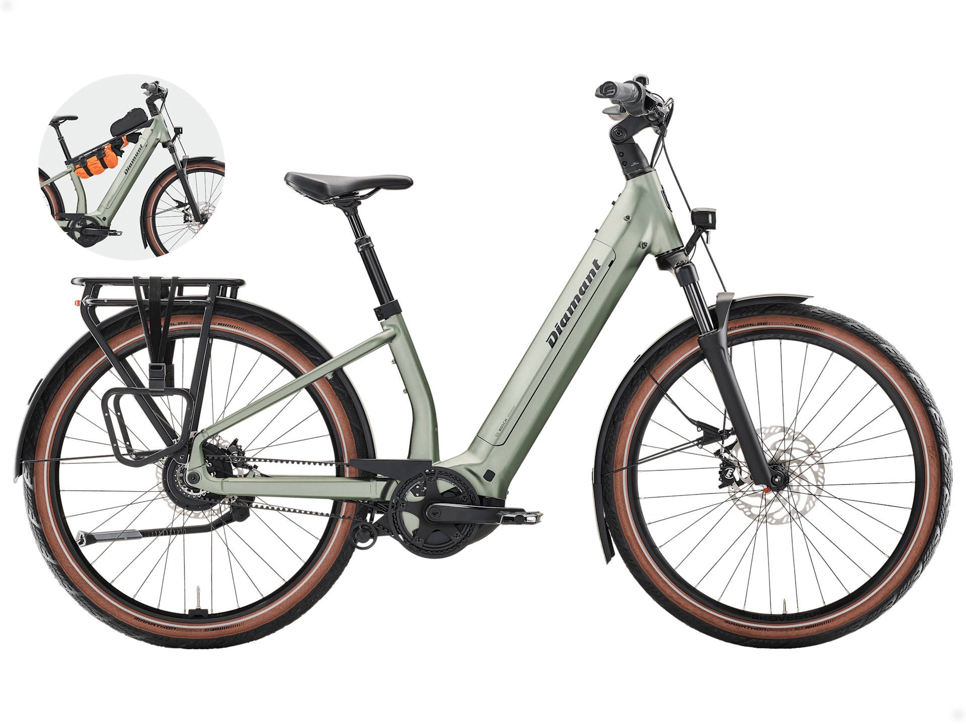 The Electric Bike Shop Diamant 2026 Suvea Style 800Wh Convertible Low-Step Electric Bike With Belt Drive Hub Gear In Hay Green Small / Medium 43cm Hay Green