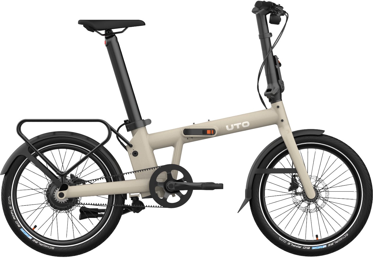 The Electric Bike Shop UTO 2026 Afternoon PRO20 Electric Folding Bike With Belt Drive & Amatic Gears In Taupe, Green, Blue, Or Grey One Size For Riders 1.5m - 1.9m Satin Taupe