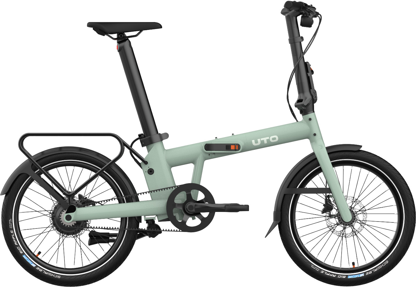 The Electric Bike Shop UTO 2026 Afternoon PRO20 Electric Folding Bike With Belt Drive & Amatic Gears In Taupe, Green, Blue, Or Grey One Size For Riders 1.5m - 1.9m Smoked Green