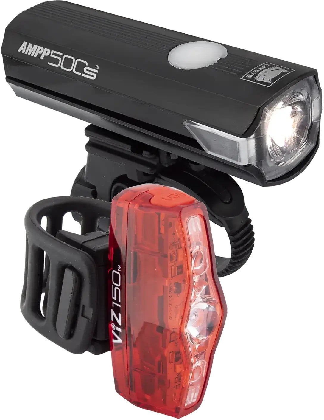 The Electric Bike Shop CatEye AMPP 500S / VIZ 150 Bike Light Set USB Rechargeable 500 Lumens + 150 Lumens