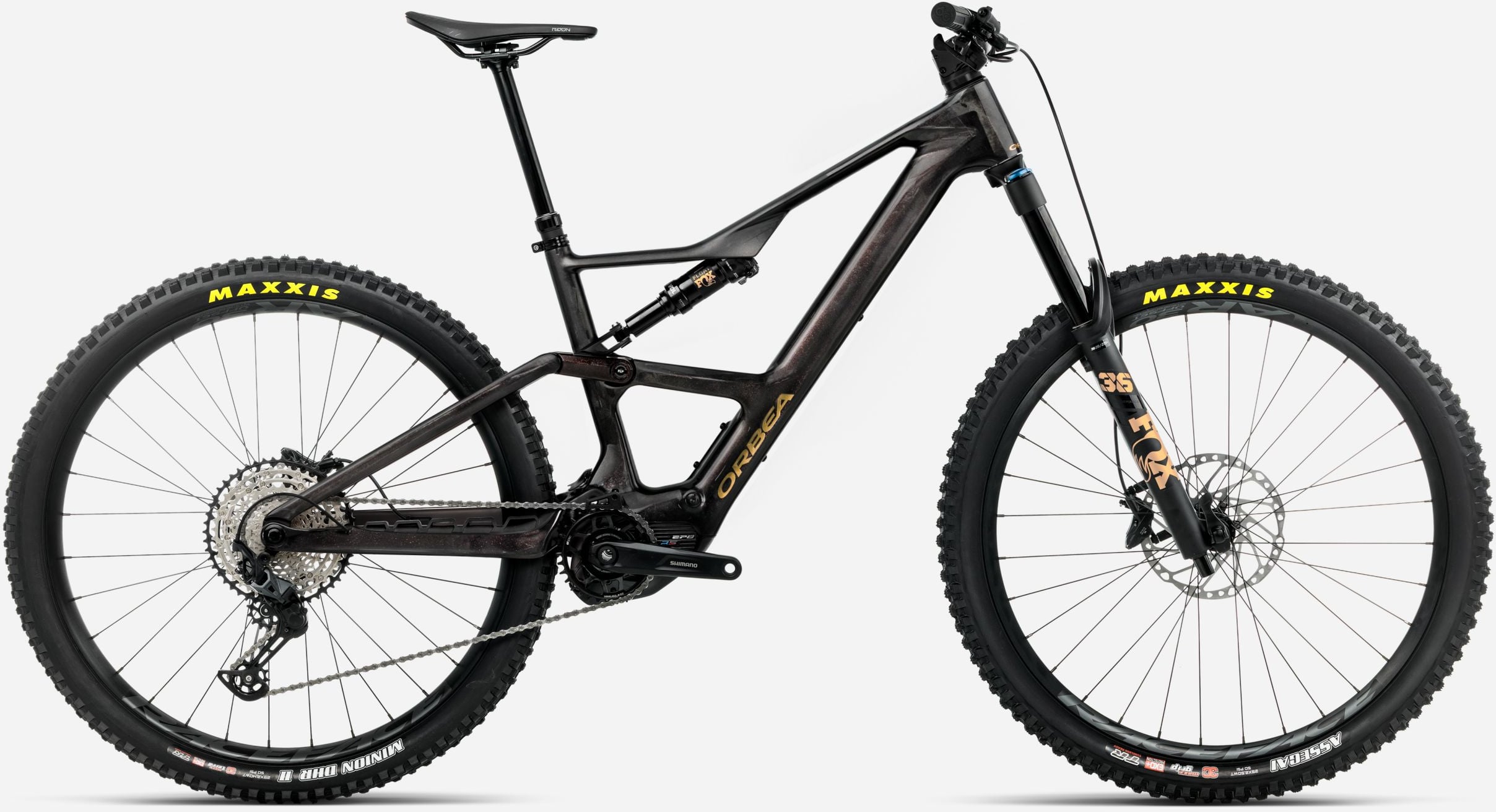 The Electric Bike Shop Orbea Rise LT M20 630Wh Electric Full Suspension Mountain Bike In Cosmic Carbon View & Golden Sand Gloss X-Large 630Wh Cosmic Carbon View - Golden Sa