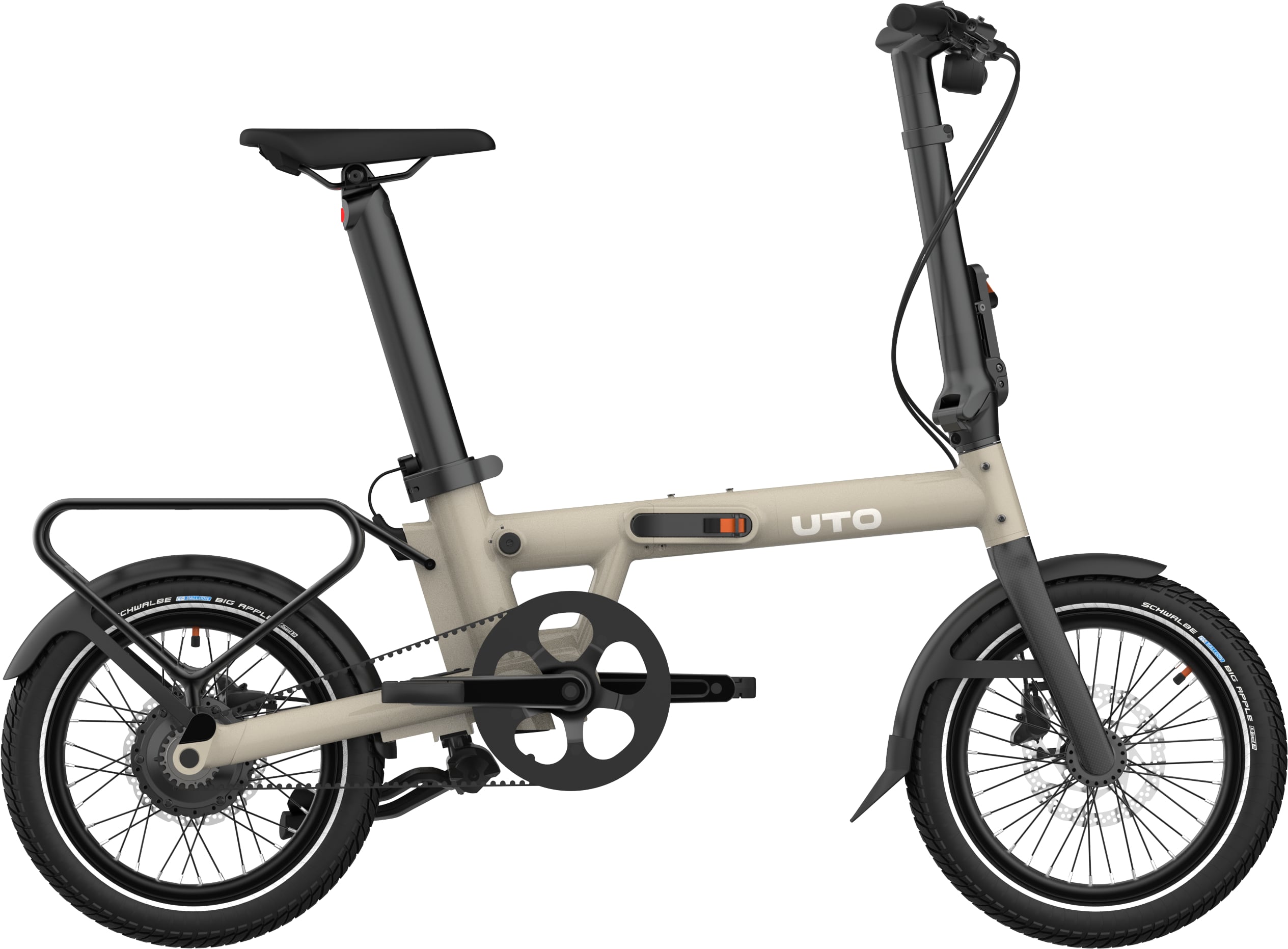 The Electric Bike Shop Uto 2026 Morning PRO16 Electric Folding Bike With Belt Drive & Amatic Gears In Satin Taupe, Mineral Blue Or Anthracite Grey One Size For Riders 1.45m - 1.95m Satin Taupe