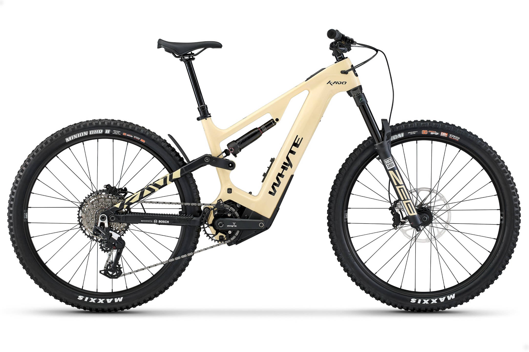 The Electric Bike Shop Whyte Kado RS V1 Electric Enduro Full Suspension Mountain Bike With Carbon Mainframe In Gloss Dune Tan Yellow & Matte Black Small 39.5cm Dune Tan Yellow With Black