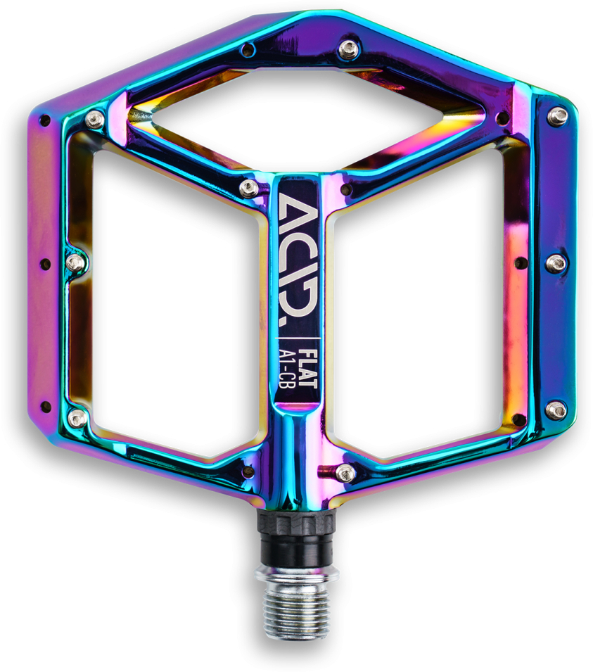 The Electric Bike Shop Acid Pedals Flat A1-CB In Black, Silver, Blue, Green, Red or Oil Slick Oil Slick